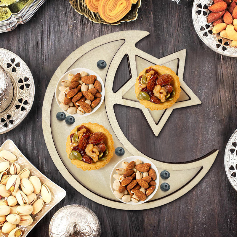 Eid Mubarak Wooden Food Tray Ramadan Decoration for Home 2025 Raya ...