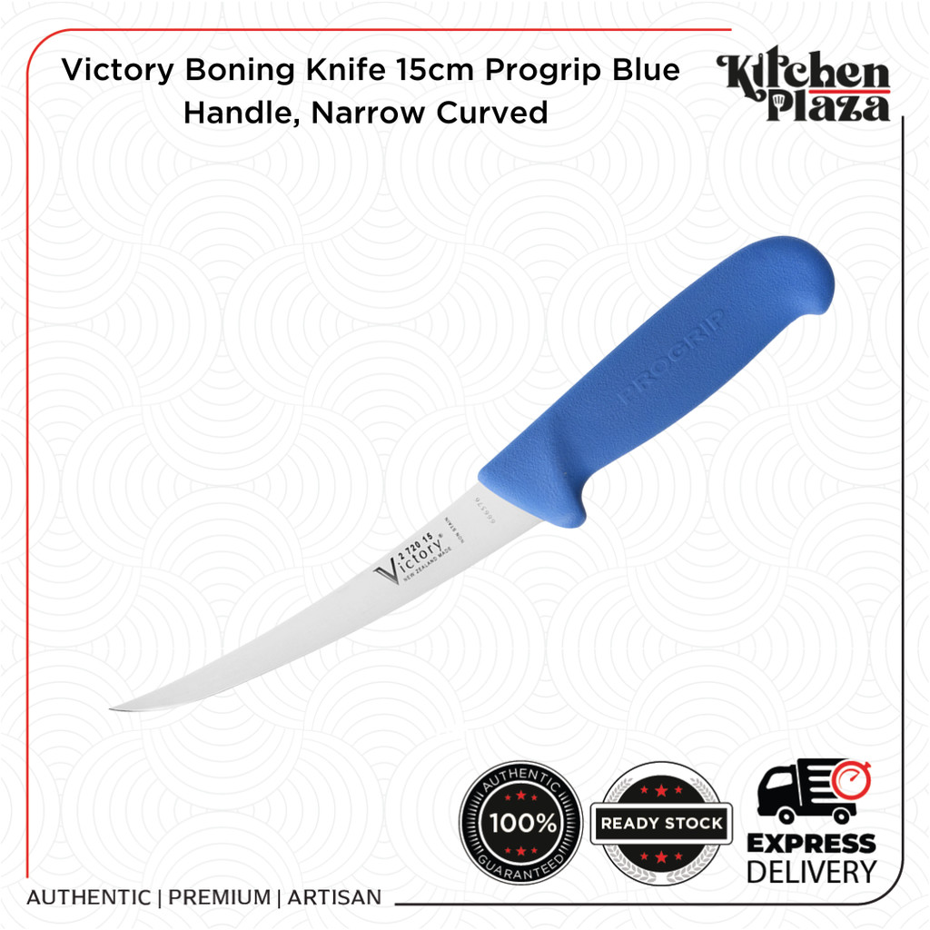 Victory Boning Kitchen Knife 15cm Progrip Blue Handle/Curved Kitchen ...