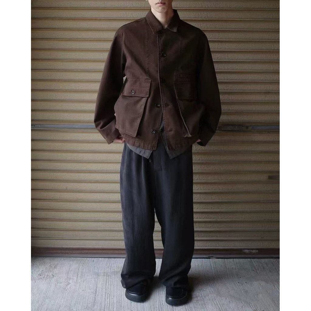 24aw lemaire Style boxy Double Bag Box Type Dark Brown Cargo Jacket Old ...