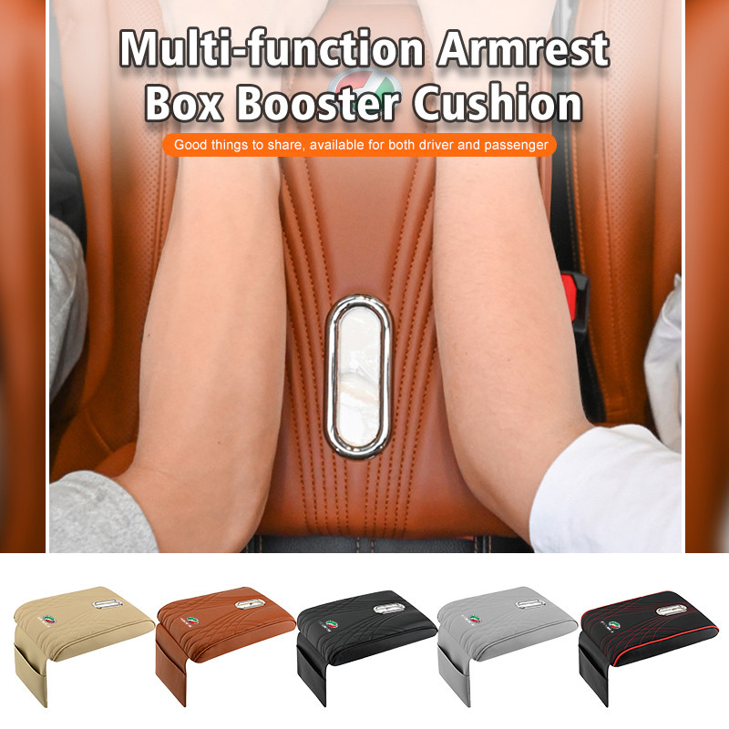 Car Armrest Seat Cushion With Tissue Box Storage Bag Universal For ...