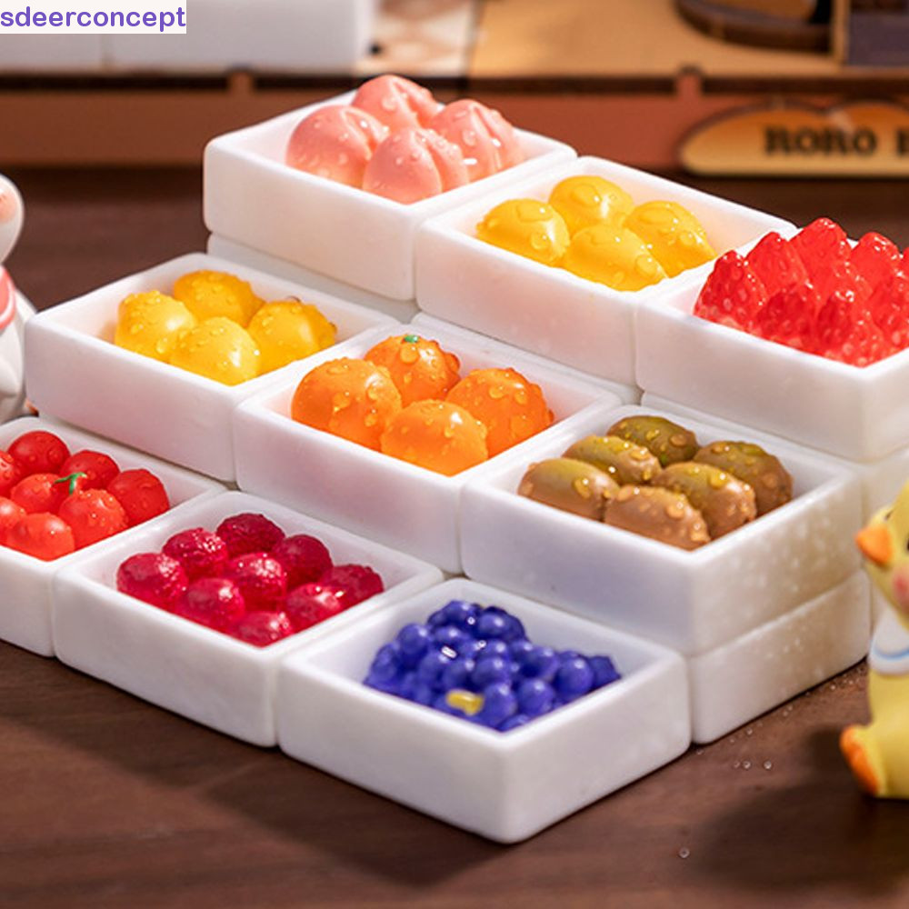 SDEERCONCEPT Simulation Fruit, 3D Cute Fruit Figurines Miniatures, Fake ...