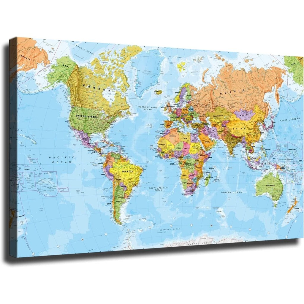 Maps International Giant World Map Poster Print Canvas Wall Home Living ...