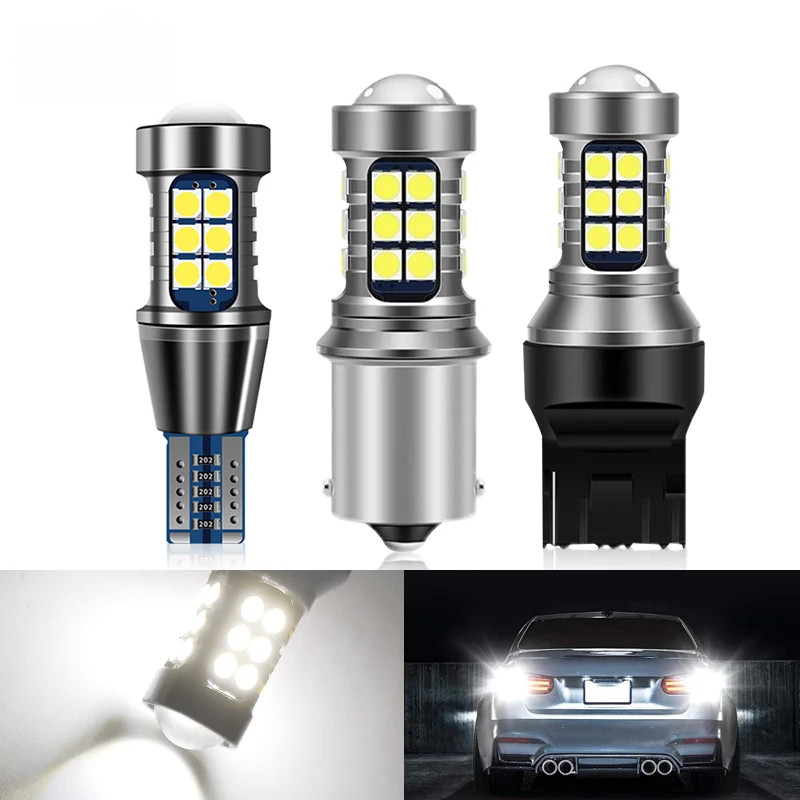 2Pcs 1156 P21W BA15S 7440 W21W High Power LED Car Bulb White 12V Super ...
