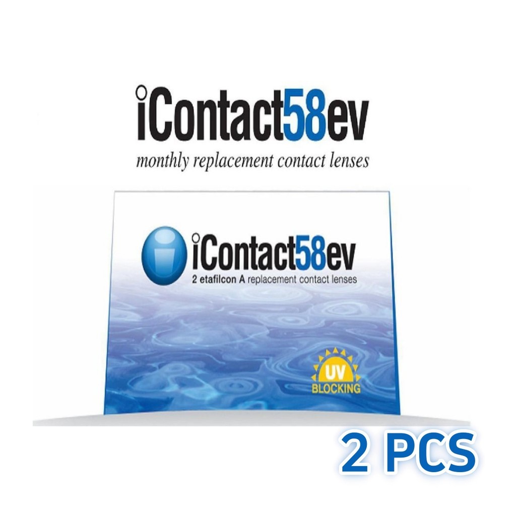 (2 PCS) iContact iCONTACT58ev Monthly Disposable Clear Contact Lenses ...