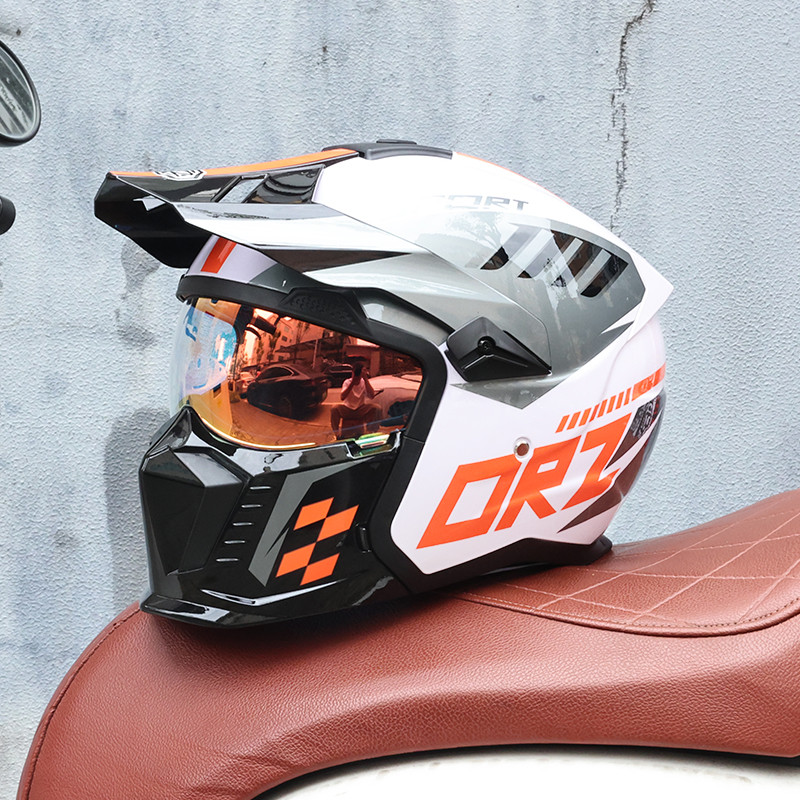 Street Fighter Combination Helmet Retro Motorcycle Helmet Male Female ...