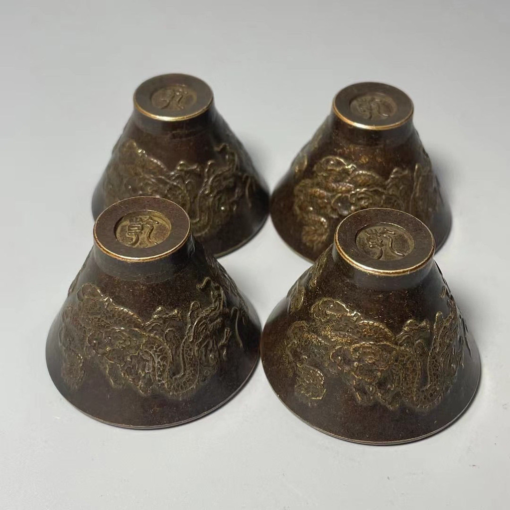 Antique copper collection, antique copper wine glass, ba古玩铜器收藏仿古铜酒杯斗笠杯小 ...