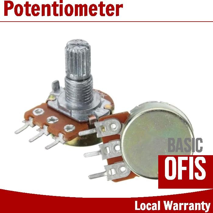 B5K B10K Ohm Linear Taper Rotary Potentiometer 3 Pin 15mm Shaft Nut ...