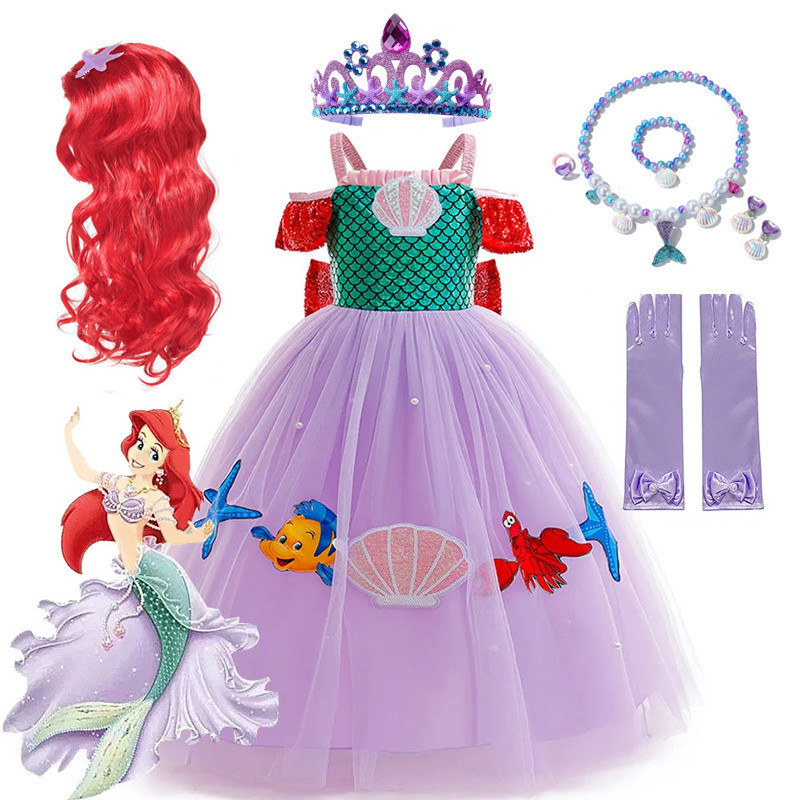Disney Mermaid Dress for Kids Girl New Princess Dress Ariel Cosplay  Clothing 2-12Y Children Birthday Party Gowns Carnival Dress | Shopee  Malaysia
