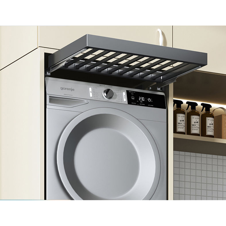 Washing machine balcony invisible pull-out clothes rack above deepening ...
