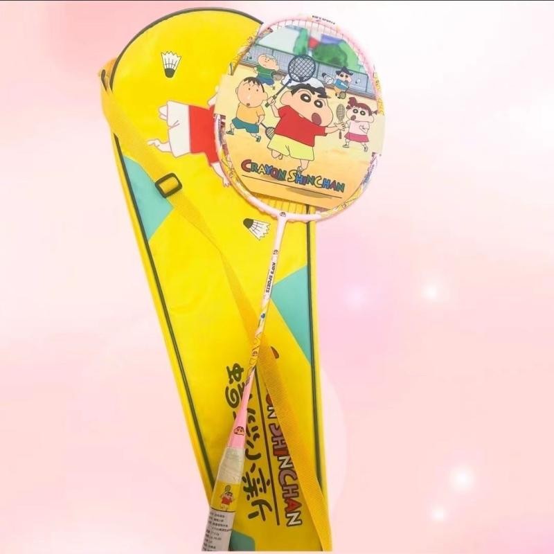 蜡笔小新羽毛球拍卡通超轻碳素单支碳素纤维耐打学生高磅专业男女Crayon Shin chan badminton racket cartoon ...