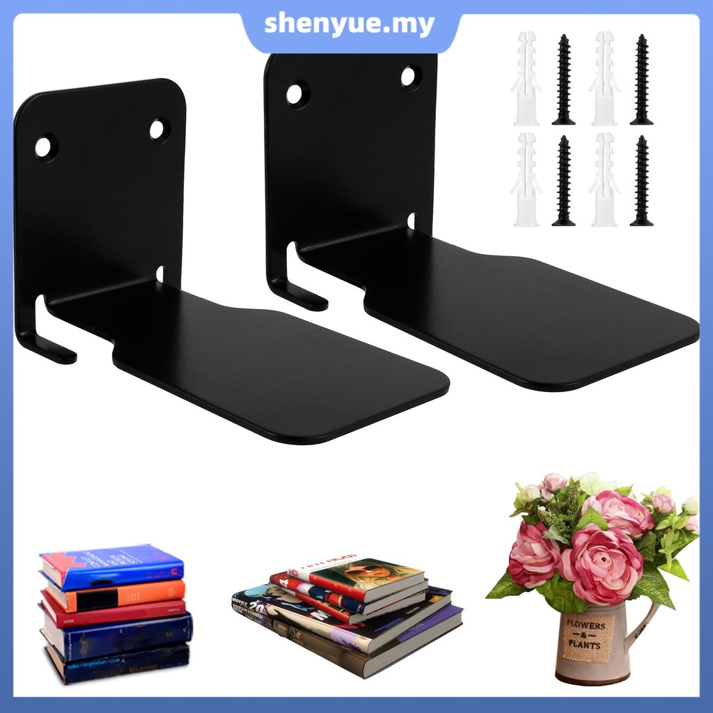 2Pcs Floating Bookshelf Invisible Wall Mounted Book Organizer Heavy ...