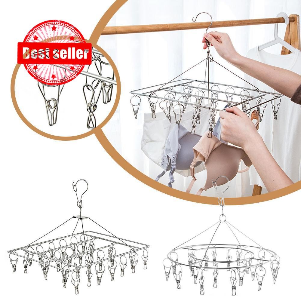 Stainless Steel Sock Rack Drying Rack Folding Multi-clip Windproof ...