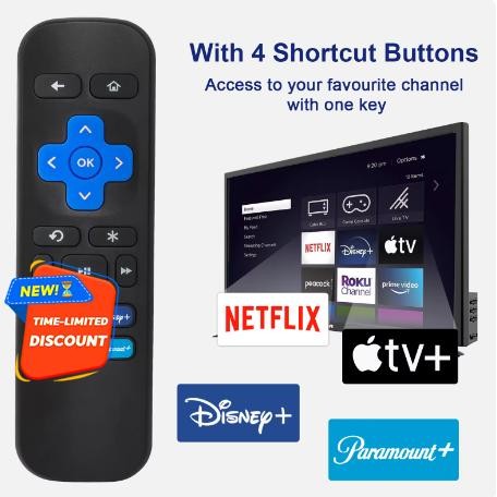 Infrared Remote Control with Multiple Shortcut Keys for ROKU TV Quick ...