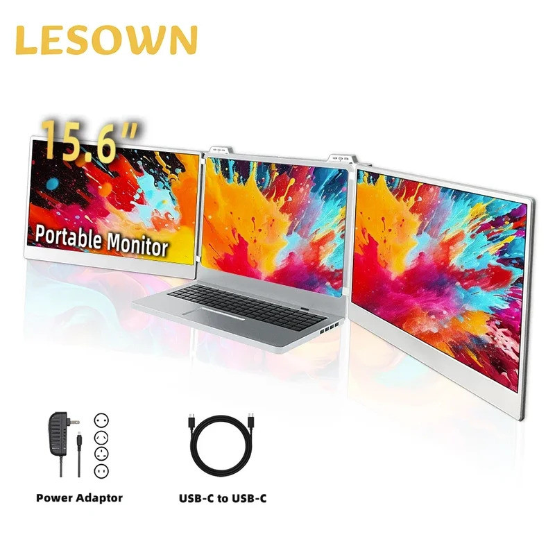LESOWN 15.6 inch Laptop Expansion Screen Portable Dual Monitor USB-C ...
