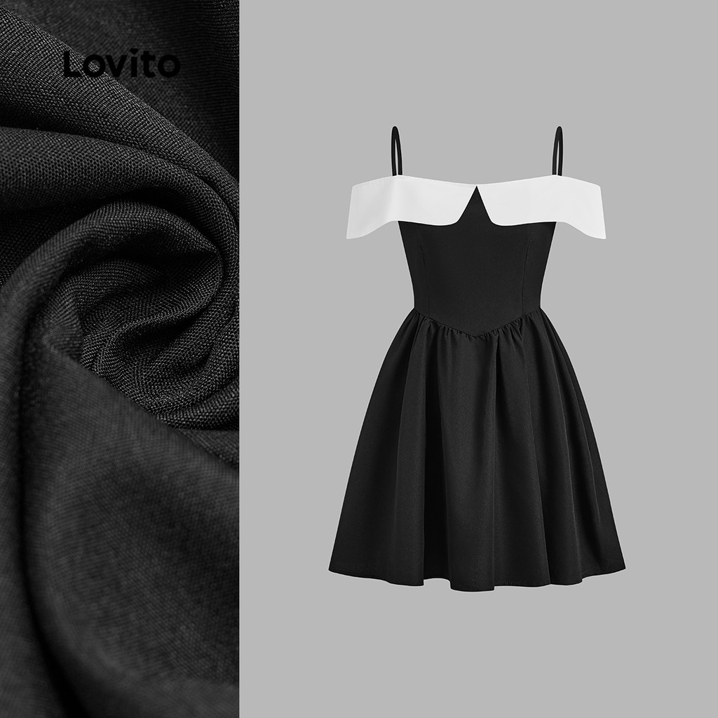 Lovito Elegant Plain Colorblock Dress for Women L128ED329 | Shopee Malaysia