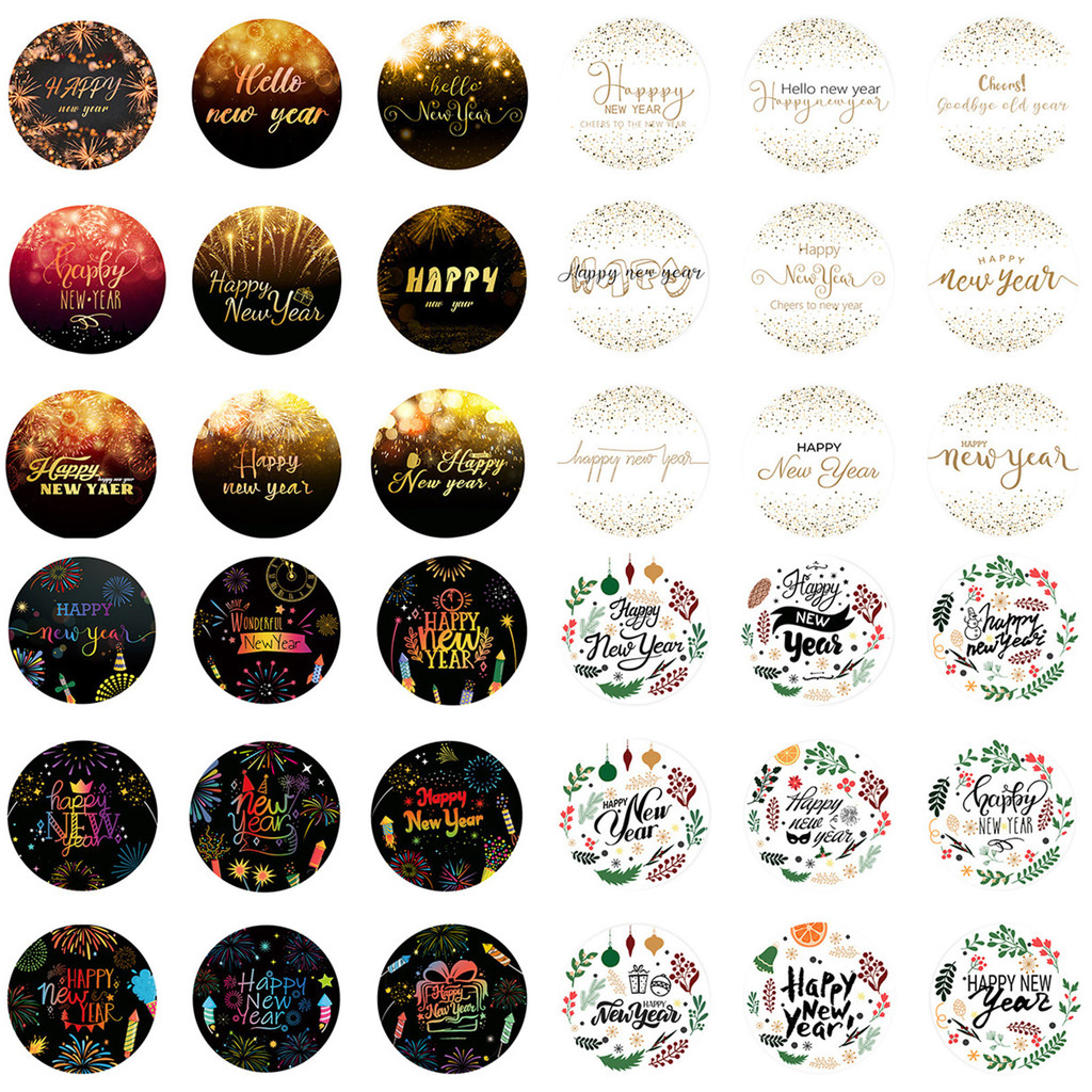 90pcs 2025 Happy New Year Sticker Round Labels Stickers For Cards Gift ...