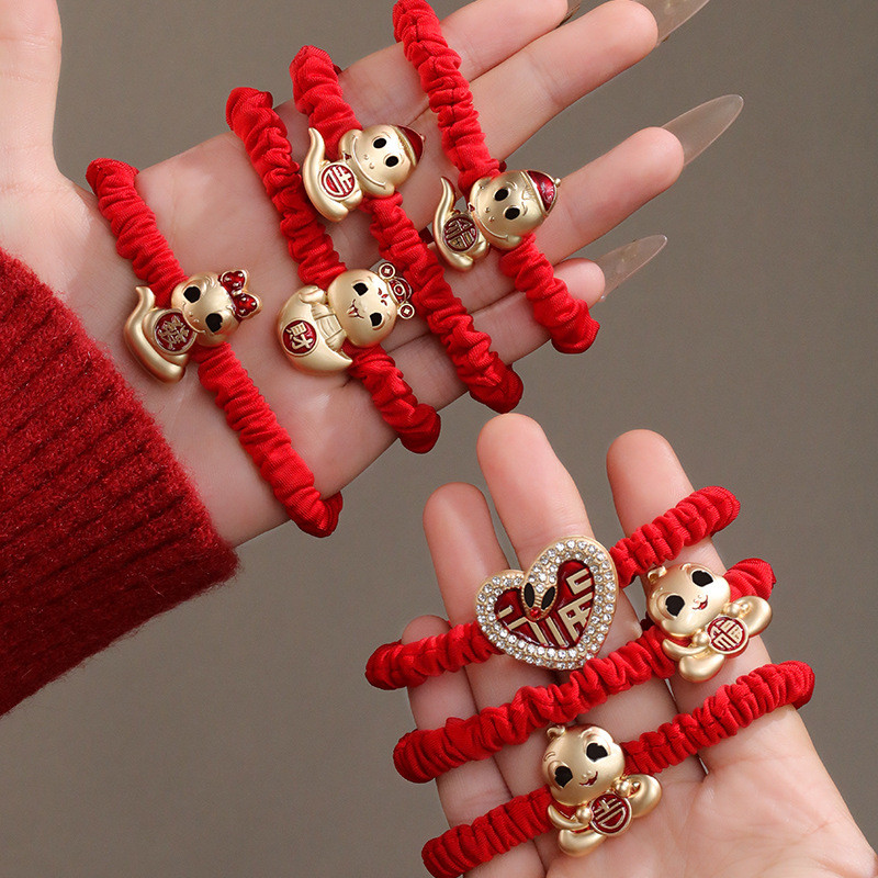 2025 New Year Snake Hair Rope Benming Year Red Head Rope Rubber Band ...