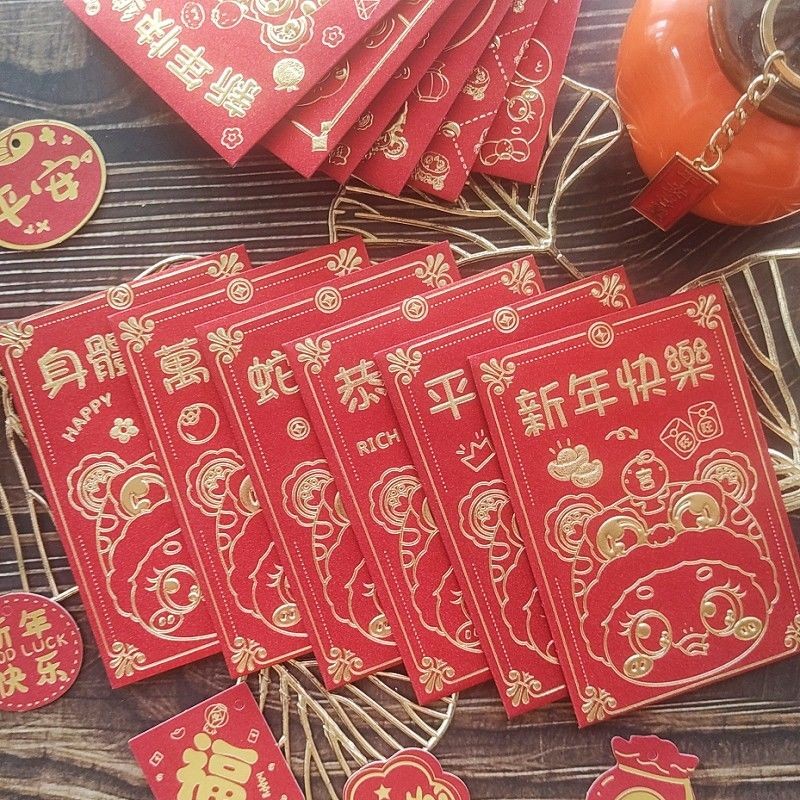 (READY STOCK)2025蛇年新年卡通利是封可爱烫金压岁红包袋福字通用红包2025 Year of the Snake New ...