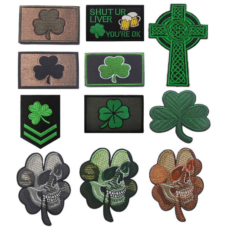 Outdoor Bag Accessories Embroidery Patch Irish Skull Flower Three-Piece ...