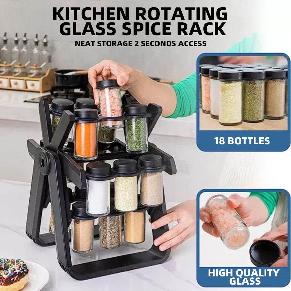 18-In-1 Ferris Wheel Rotatable Bottle Glass Seasoning Rack Set Spice ...