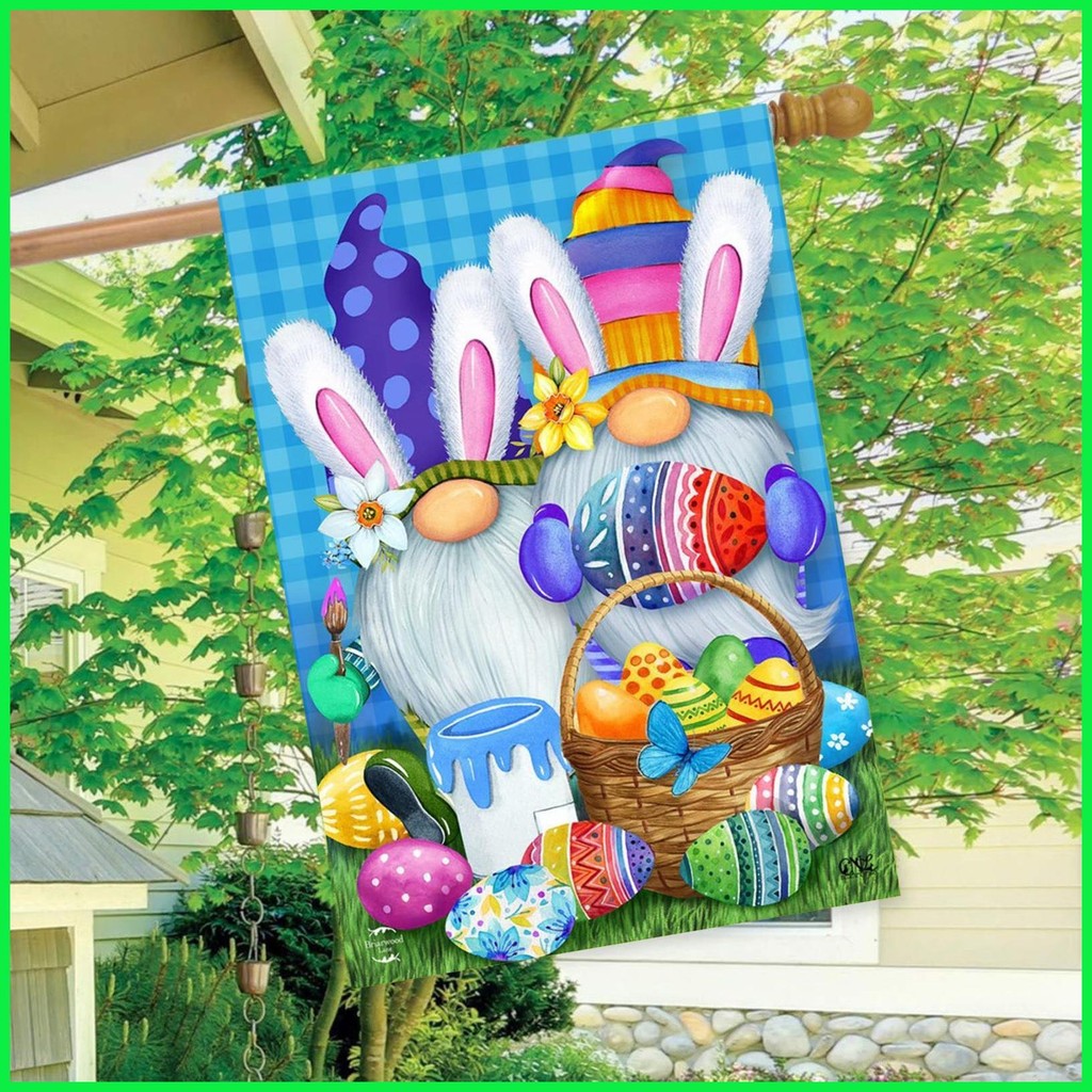 Happy Easter Garden Flag Easter Egg Bunny Flag Garden Banner Garden ...