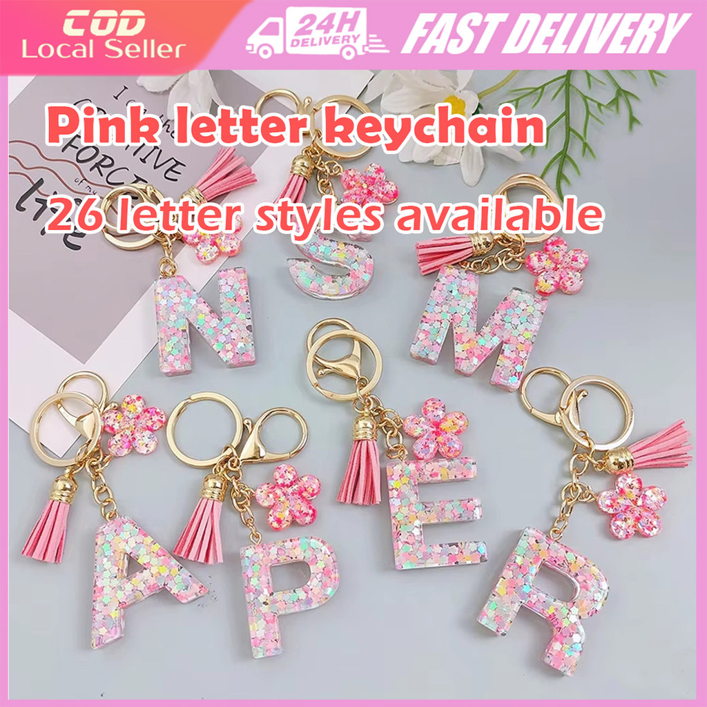 Fashion A-Z Crystal Letter Keychain resin Decorative Handbag Bag ...