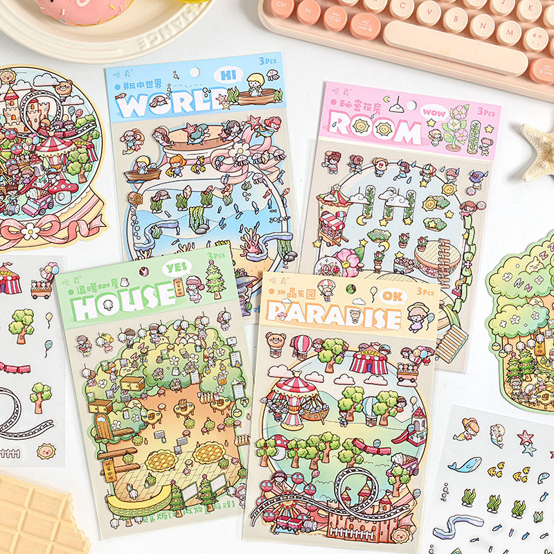 ENWEI 3 Pcs [Dreamland Series]3D Cute Deco Stickers PET Sticker Paper ...