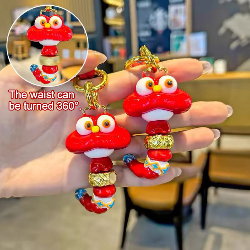 Snake Pendant Keychain Cartoon Chinese Zodiac Snake Year Key Ring ...