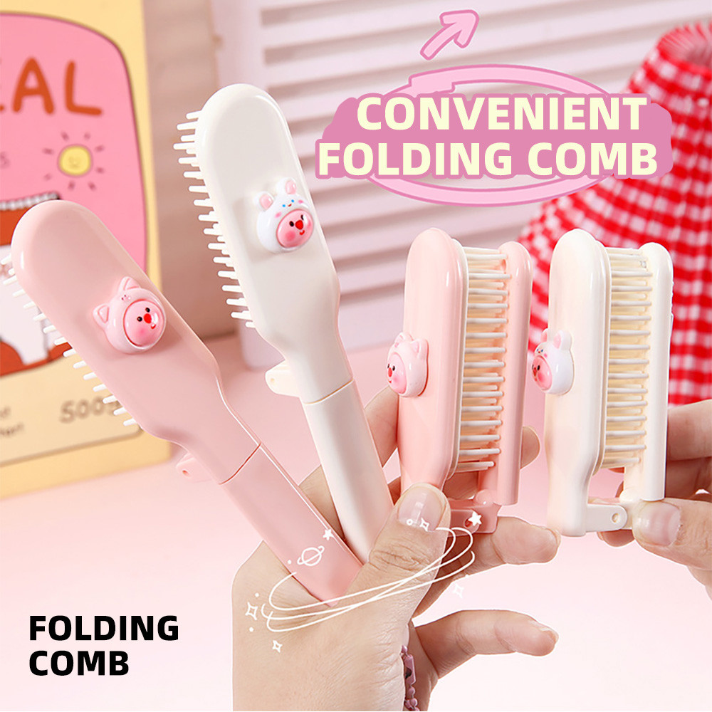 Cartoon Loopy Folding Comb Simple Portable Combs Cute Candy Color Combs ...
