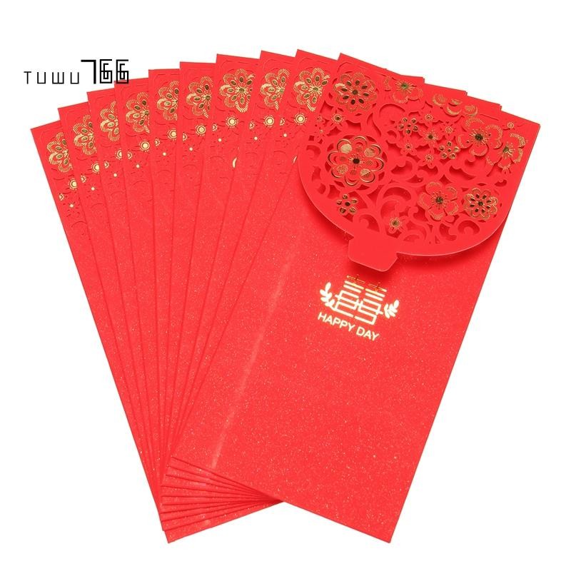 10PCS Chinese Red Envelopes Lucky Money Envelopes Wedding Red Packet ...
