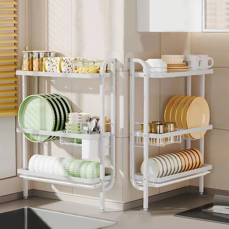 Household Kitchen Dish Storage Rack Perforation-Free Wall-Mounted ...