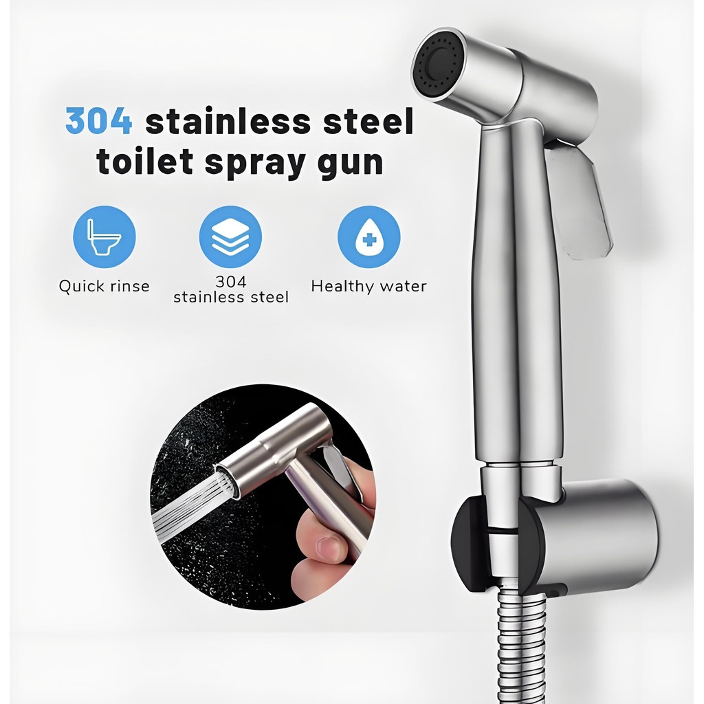 304 Stainless Steel Toilet Spray gun Handheld Bidet Sprayer Douche Kit ...