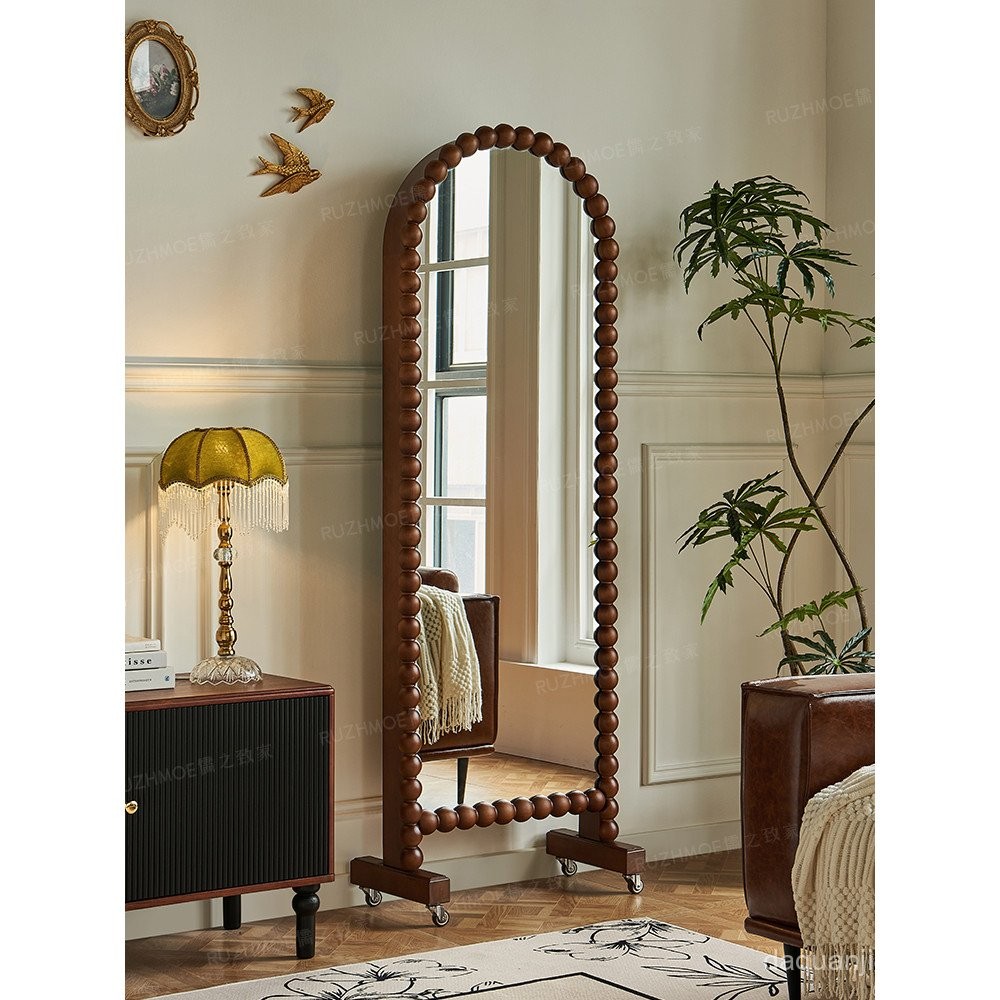 French Retro Removable Pearl Dressing Mirror Bookshelf Storage Rack ...