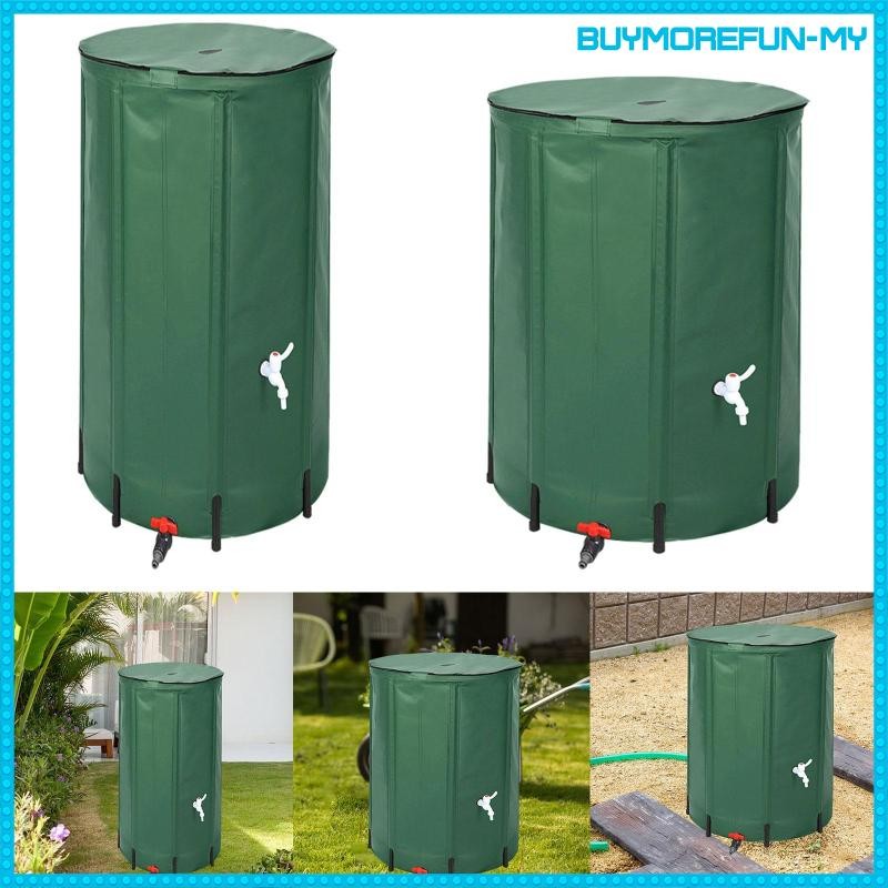 [BuymorefunMY] Foldable Rain Barrel Green with Spigot Versatile ...