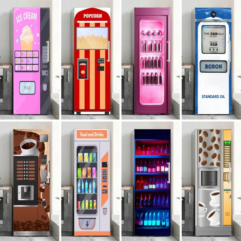 Custom refrigerator sticker Pink Simulation Fridge Door Mural Sticker ...