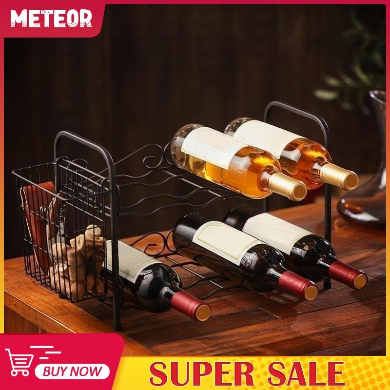 [meteorMY] 2 Tier Rack Crafts Modern Metal for 8 Bottles for Countertop ...