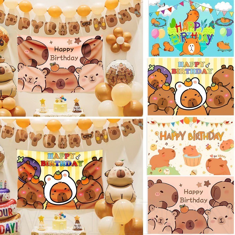 Capybara Theme Birthday Background - Cute, Cartoon - Children'S ...