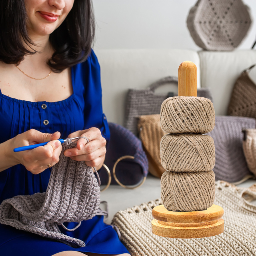 1 Set Bamboo And Wood Yarn Stand Yarn Spool Home Braided Yarn Spool ...