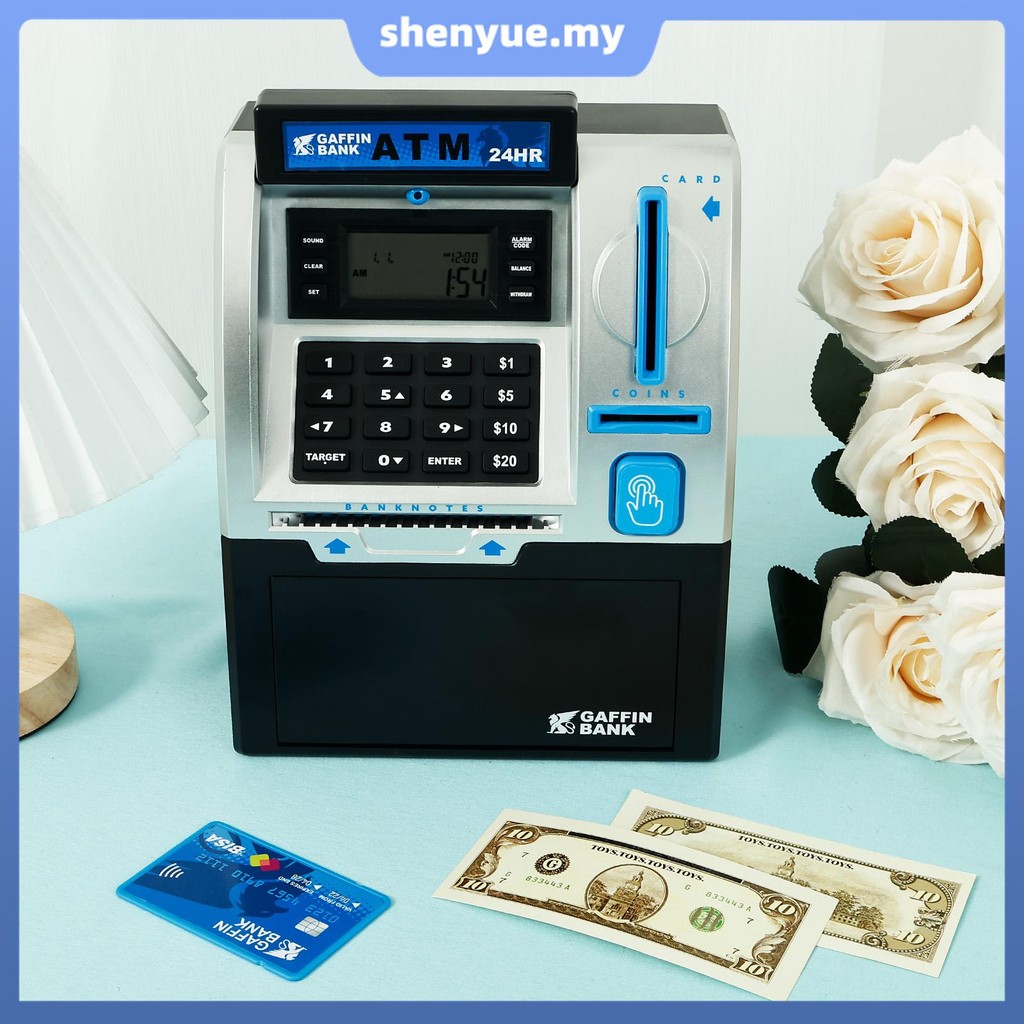 ATM Savings Bank Sturdy Electronic Piggy Bank Smart Swipe Coin Counter ...