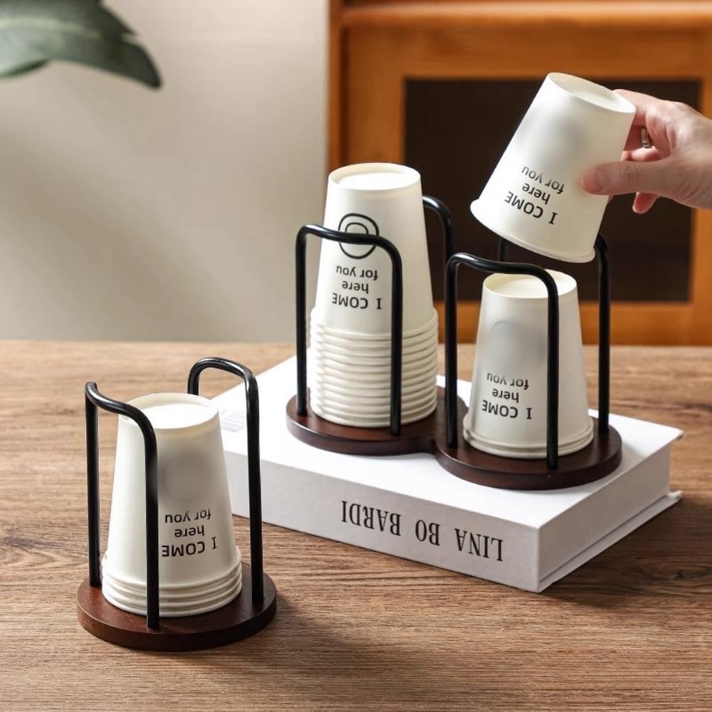 Cup Storage Holder Rack Shelf Water Tea Cups Wood Dispenser with Longer ...