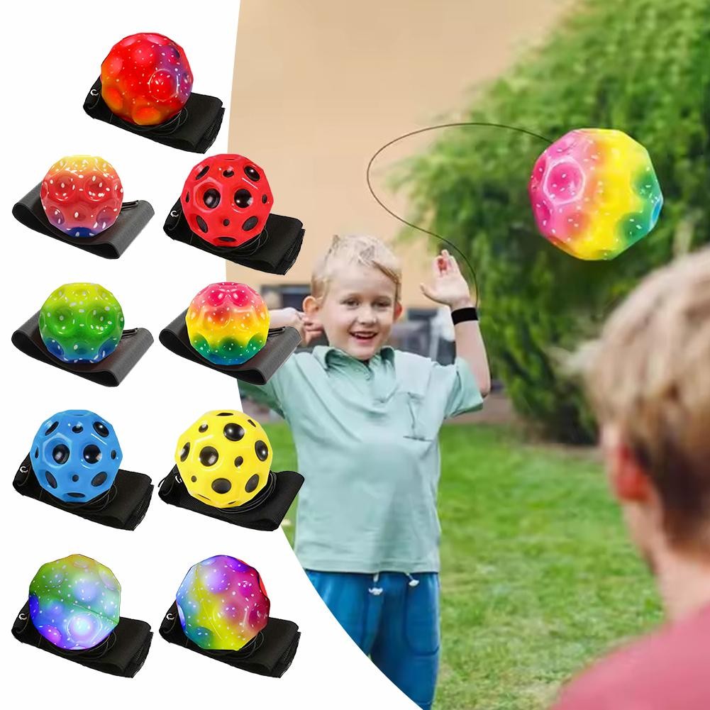 Luminous Wrist Ball With Rope Moon Stone Elastic Ball Bouncing Ball ...