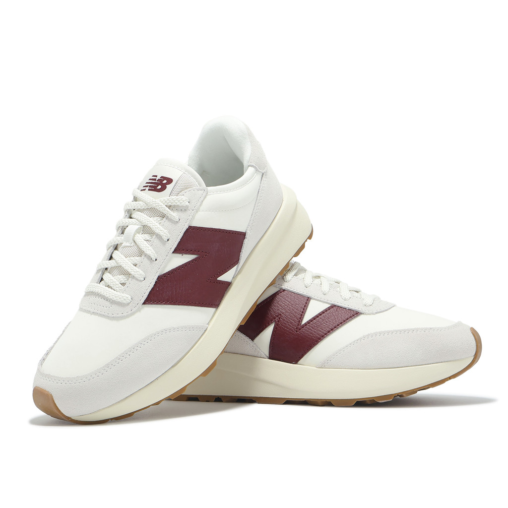 New Balance Casual Shoes 370 Men Women Shoes Sea Salt Classic Crimson ...