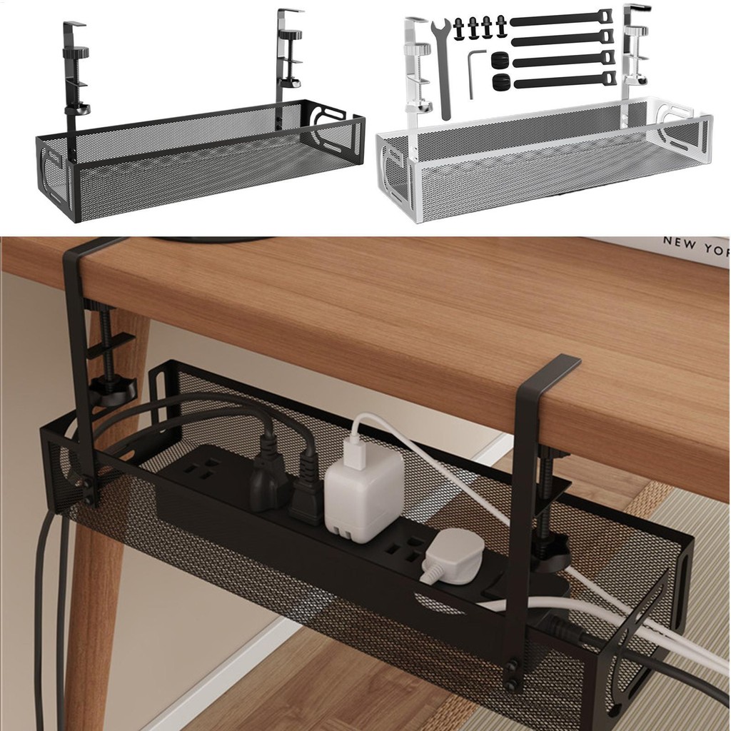 Under-desk socket storage rack No Drill Wire Management Box cable ...