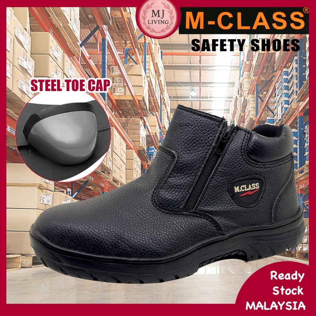 M Class Men Middle Cut Safety Shoes 126M Zipper Boots PVC Leather ...