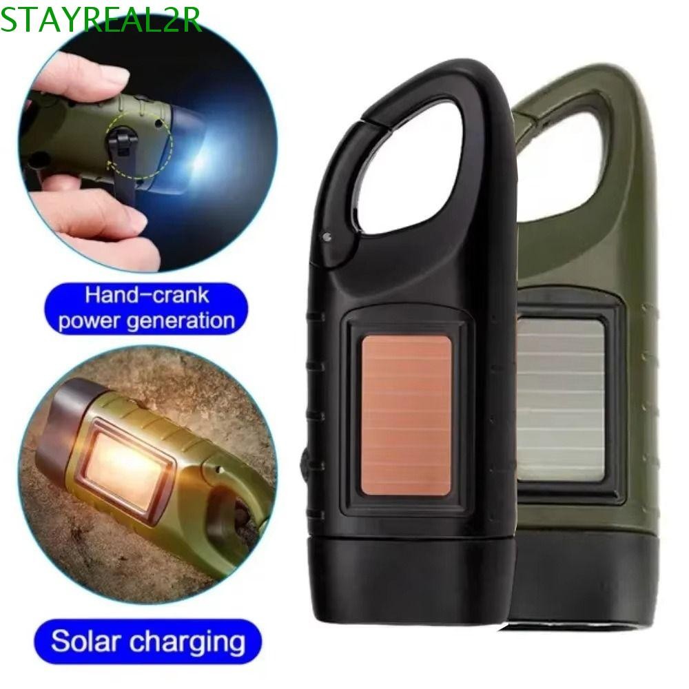 STAYREAL2R Mini Solar Powered Flashlight, 3 LED Bulbs Bright Hand Crank ...