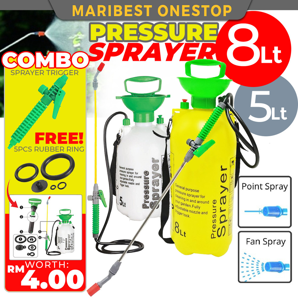 5 / 8 Litre Garden Pressure Sprayer Pump Sprayer and Plastic Pesticide ...