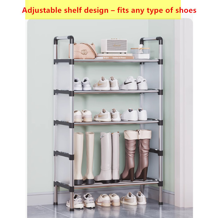 Rak Kasut 7 Lapisan Shoe Rack with Clear Flip-Up Doors Rangka Logam ...