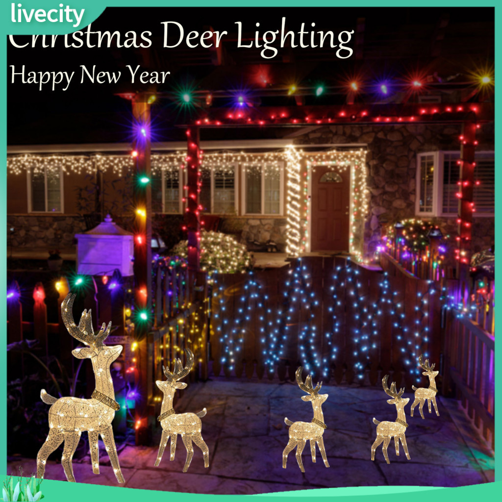 livecity| Outdoor Christmas Reindeer Decor Glowing Reindeer Yard Lights ...
