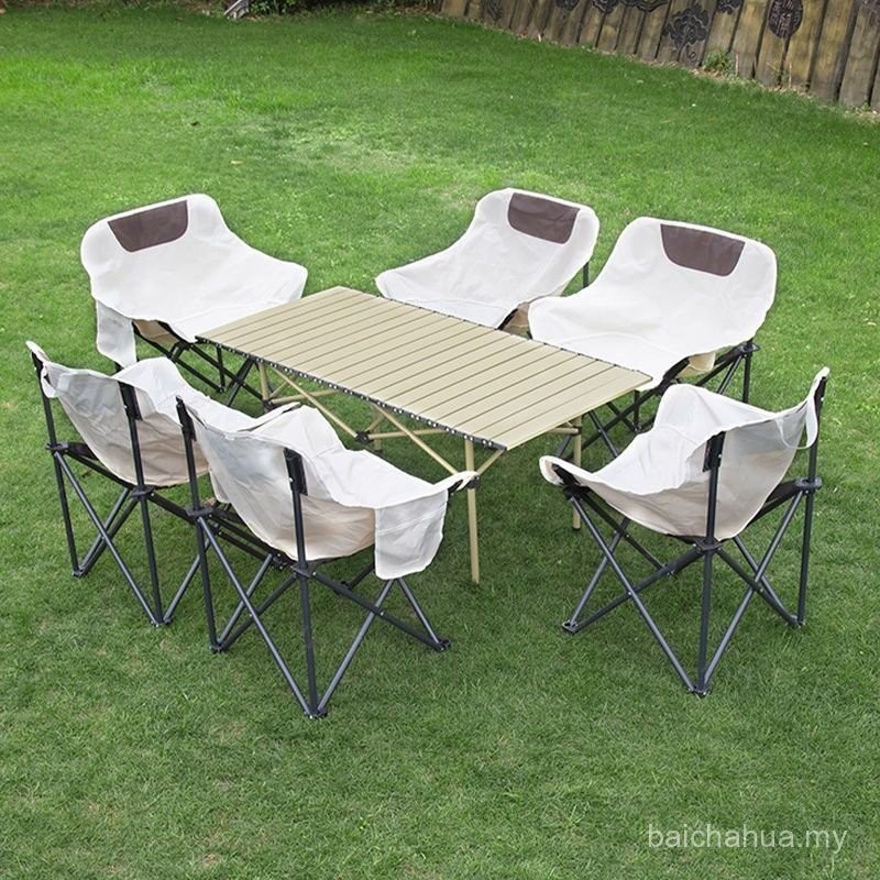 Outdoor Folding Table Moon Chair Set Portable Computer Table Egg Roll ...