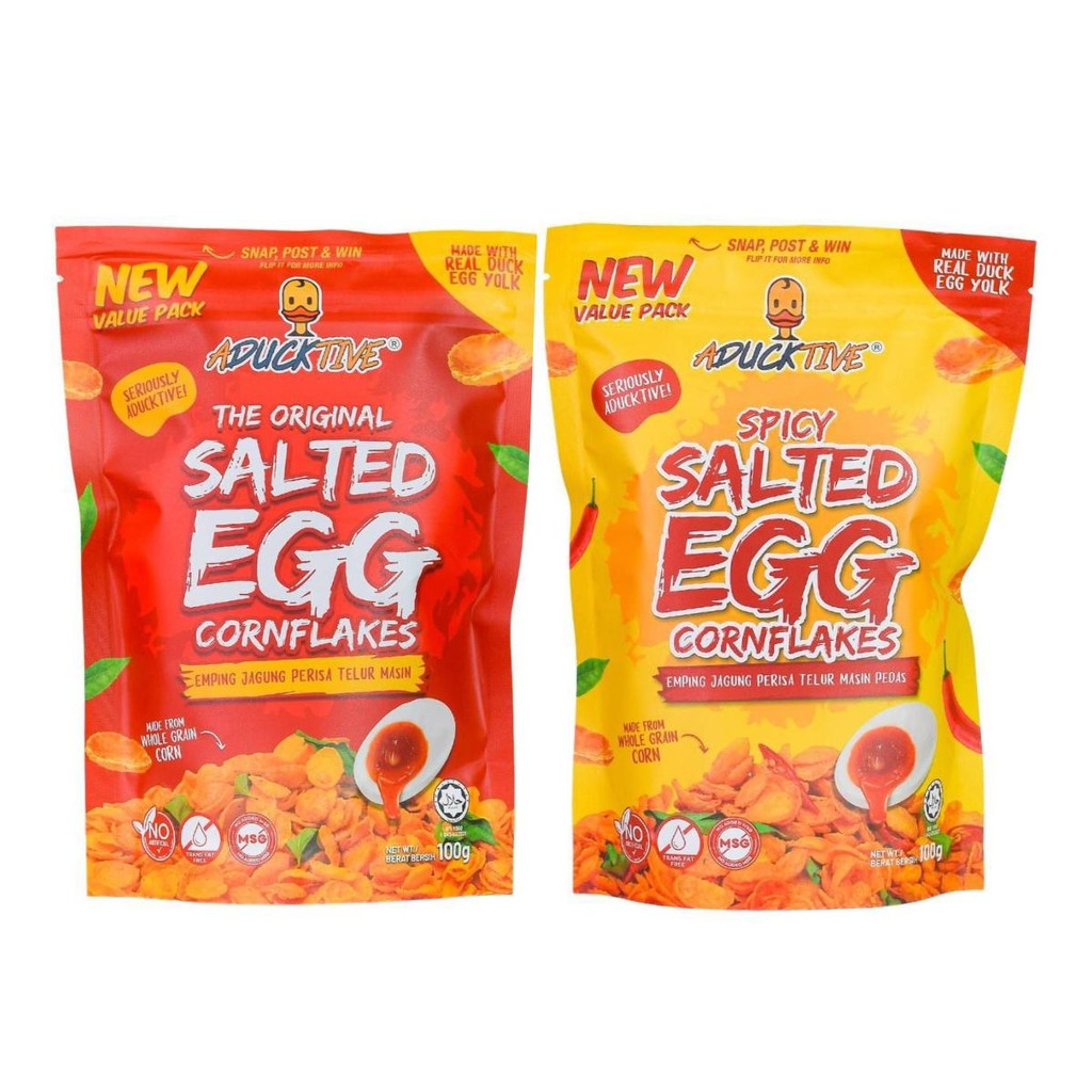 Aducktive Cornflakes Salted Egg Original & Spicy (100g) Value Pack ...